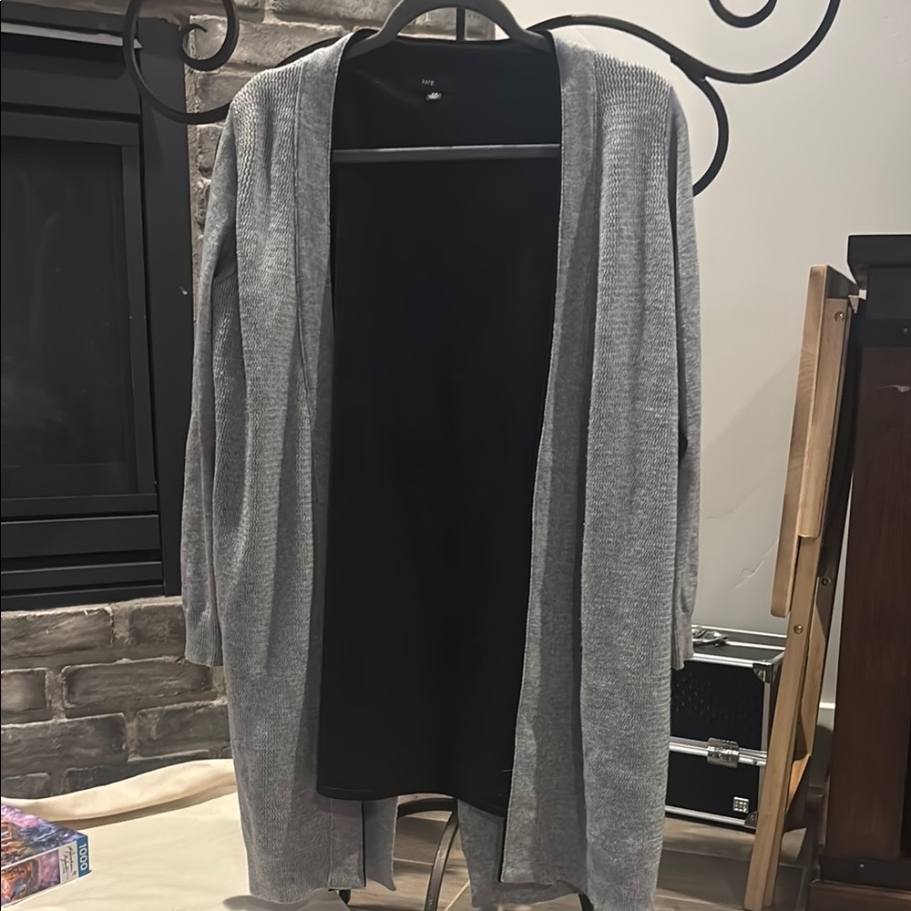 Fate Gray Open Front Cardigan